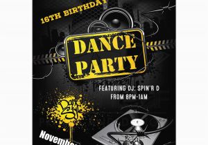 16th Birthday Party Invitations Boy 16th Birthday Party Invitation Urban Grunge Dance Party