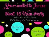 16th Birthday Party Invitations Templates Free Neon Sweet 16 Birthday Invitation Template 4×6