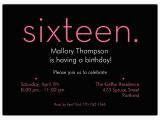 16th Birthday Party Invitations Templates Free Sixteen Pink On Black 16th Birthday Invitations Paperstyle