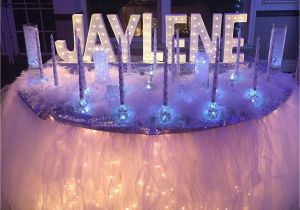 16th Birthday Table Decorations Candle Ceremony Set Up Winter Wonderland Sweet 16
