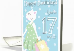 17 Year Old Birthday Cards Happy Birthday 17 Year Old Girl Cat Goes Shopping Card