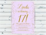 17th Birthday Party Invitations 17th Birthday Invitation Seventeenth Birthday Gold Glitter