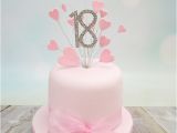 18th Birthday Cake Decorations Uk Silver Diamante 18 Pink Hearts Spray with Sheer Ribbon