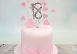 18th Birthday Cake Decorations Uk Silver Diamante 18 Pink Hearts Spray with Sheer Ribbon