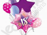 18th Birthday Flowers and Balloons 7 Pc Happy 18th Birthday Pink Star Burst Balloon Bouquet