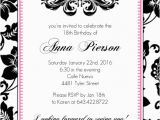 18th Birthday Invitation Card Sample 18th Birthday Party Invitation Adult Birthday Invitations