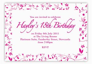 18th Birthday Invitation Wording Samples Birthday Invites 18th Birthday Invitations Templates Free