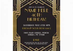 1920s Birthday Party Invitations 1920 39 S Art Deco Birthday Invite Gatsby Party Gold Zazzle Com