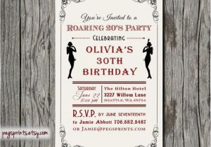 1920s Birthday Party Invitations Roaring 20s Invitation Printable 1920s Invitations