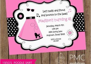 1950 S Birthday Invitations 1950 39 S Poodle Skirt Birthday Invitations 1 00 Each with