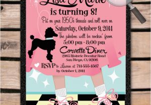 1950 S Birthday Invitations 1950 39 S Poodle Skirt Custom Birthday Invitation 1950s