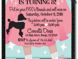 1950 S Birthday Invitations 1950 39 S Poodle Skirt Custom Birthday Invitation 1950s