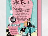1950 S Birthday Invitations Pink Lady Grease Birthday Invitations 1950s Bowling Party