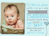 1st Birthday and Christening Invitation Wording Joint Christening First Birthday Jo18 the Invite Factory