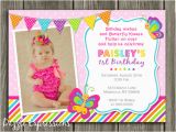 1st Birthday butterfly Invitations Printable butterfly Birthday Photo Invitation Girl First