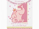 1st Birthday Cards for Granddaughter 1st Birthday Granddaughter Pink Elephant Card Zazzle
