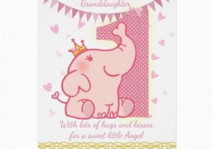 1st Birthday Cards for Granddaughter 1st Birthday Granddaughter Pink Elephant Card Zazzle