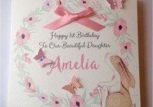 1st Birthday Cards for Granddaughter Personalised Bunny 1st Birthday Card Daughter