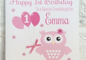 1st Birthday Cards for Granddaughter Personalised Pink Owl Birthday Card Granddaughter by Linzibees