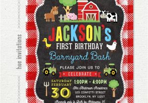 1st Birthday Farm Invitations Farm First Birthday Invitation for Boys Barnyard 1st Birthday