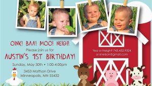 1st Birthday Farm Invitations Farm Friends First Birthday Custom Photo Birthday Invitation