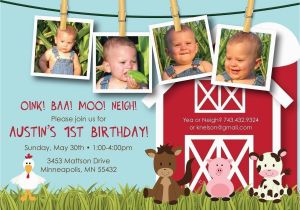 1st Birthday Farm Invitations Farm Friends First Birthday Custom Photo Birthday Invitation