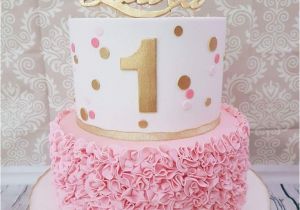 1st Birthday Girl Cakes Designs First Birthday Cake with Pink and Gold theme