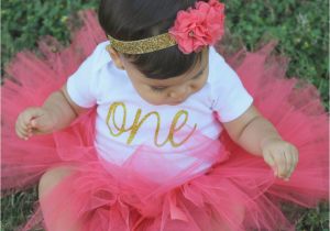 1st Birthday Girl Outfits Tutu First Birthday Outfit Girl Birthday Tutu Outfit Coral and