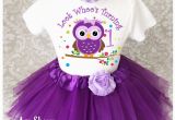 1st Birthday Girl Outfits Tutu Purple Owl Look who 39 S Baby Girl 1st First Birthday Tutu