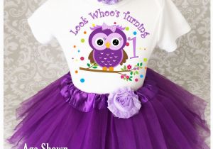 1st Birthday Girl Outfits Tutu Purple Owl Look who 39 S Baby Girl 1st First Birthday Tutu