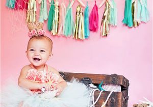 1st Birthday Girl Photoshoot Kara 39 S Party Ideas Littlest Mermaid 1st Birthday Party