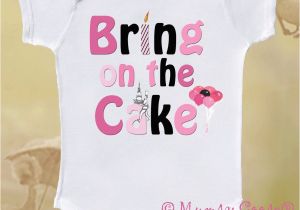 1st Birthday Girl Shirts Girls First Birthday Bodysuit Bring On the Cake Pink and