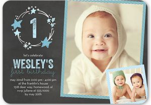 1st Birthday Invitation Card for Baby Boy Online Stellar Birthday Boy First Birthday Invitation Shutterfly