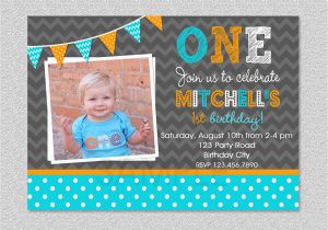 1st Birthday Invitation Cards for Boys Boys 1st Birthday Invitation Chevron Polka by