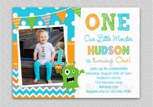 1st Birthday Invitation Cards for Boys Boys 1st Birthday Invitation Monster 1st Birthday Invitation