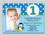 1st Birthday Invitation Message for Baby Boy Penguin Birthday Invitation Penguin 1st Birthday Party