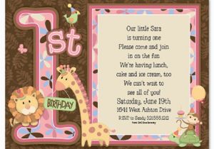 1st Birthday Invitation Message for Baby Girl First Birthday Invitation Wording and 1st Birthday