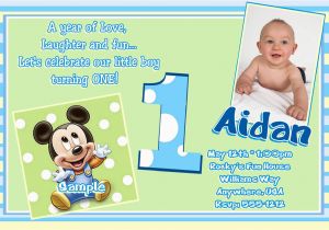 1st Birthday Invitation Template Free Printable Mickey Mouse 1st Birthday Invitations