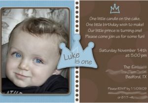 1st Birthday Invitation Wording for Boys Baby Boy 1st Birthday Invitation Little Prince