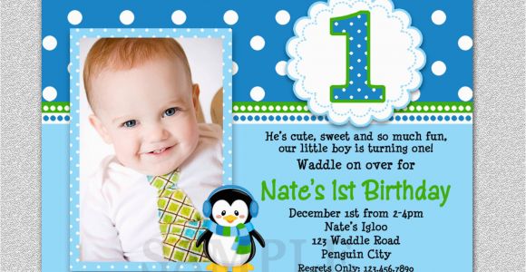 1st Birthday Invitations Boy Online Free Penguin Birthday Invitation Penguin 1st Birthday Party Invites