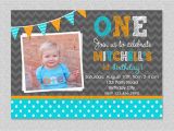 1st Birthday Invitations for Boys Boys 1st Birthday Invitation Chevron Polka by