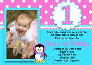 1st Birthday Invitations for Girls Printable Birthday Invitations Girls Penguin Party