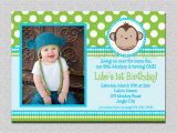 1st Birthday Monkey Invitations Mod Monkey Birthday Invitation 1st Birthday Polka Dot Birthday