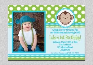 1st Birthday Monkey Invitations Mod Monkey Birthday Invitation 1st Birthday Polka Dot Birthday