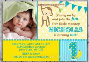 1st Birthday Monkey Invitations Mod Monkey Birthday Invitation 1st Birthday Polka Dot