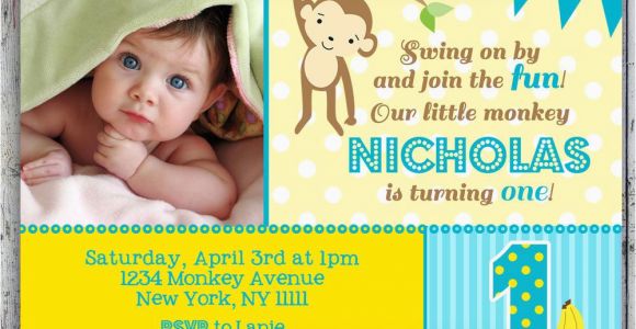 1st Birthday Monkey Invitations Mod Monkey Birthday Invitation 1st Birthday Polka Dot