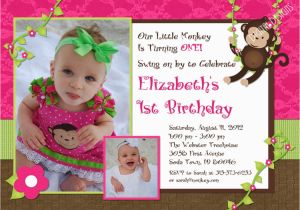 1st Birthday Monkey Invitations Monkey Birthday Invitations First Birthday Photo Invitation