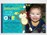 1st Birthday Monkey Invitations Monkey First Birthday Invitation Customized with Your Photo