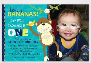 1st Birthday Monkey Invitations Monkey First Birthday Invitation Customized with Your Photo
