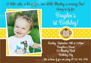 1st Birthday Monkey Invitations Printable Birthday Invitations Boys Mod Monkey 1st Party